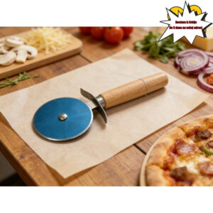 Rezač za picu od nerđajućeg čelika sa drvenom drškom, sekač za testo za pitu, nož za sečenje sa jednim točkom za pečenje