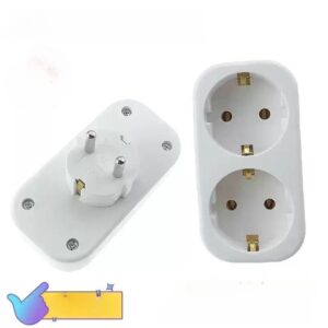 Evropski nemački adapter za napajanje – Tip F Schuko utičnica sa uzemljenjem, kompatibilan sa EU/DE/CZ/PL/RO/ES/FR/BE/NL/UK standardima – Izdržljiv dizajn u belo-zlatnoj boji, napon 230V, bez unutrašnjeg pretvarača, idealan za putovanja i kućnu upotrebu. Evropski standard nemački pretvarač napajanja