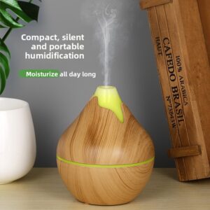 Ultrazvučni aroma difuzor velikog kapaciteta sa teksturom drveta, difuzor esencijalnih ulja, ovlaživač vazduha sa aromom, ultrazvučni ovlaživač, pogodan za esencijalna ulja, ima tajmer, automatsko isključivanje kada je završena voda, sedam-boja LED svetla i napajanje preko USB-a