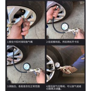 Visokoprecizni pumpa za gume sa manometrom, pistolet za pumpanje za automobile i motore, pneumatski set za pumpanje