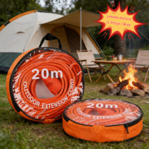 Božićni „Mora Imati“ za Kuću i Dvorište 2 kom 20M Produžni Kabl u Evropskom Stilu 8Mm Narandžasti Kabl za Napajanje za Unutrašnju i Spoljašnju Upotrebu