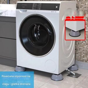 Teške neklizajuće podloge za veš mašine i nameštaj – Sivo/Crne antivibracione stabilizatore sa kompatibilnošću za bubanj/stolicu/sto/frizider, za vibracije uređaja (Izdržljive višenamenske podloge)