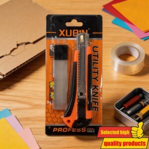 Profesionalni nož za sečenje | Nož sa uvlačivom oštricom i 10 zamenskih sečiva | Idealno za kancelariju i skladište