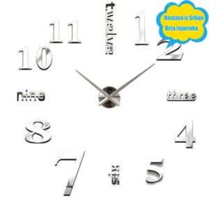 DIY Moderni Minimalistički 3D Zidni Akrilni Sat – Dizajn Brojeva i Kazaljki, Nepravilnog Oblika, Tihi Bez Tiktakanja, Veliki Broj za Dnevnu Sobu, Spavaću Sobu – (Od Sjaja, Lako se Lepi i Skida)