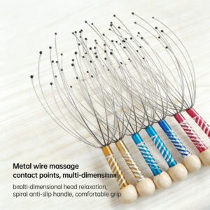 Masažer za kožu glave sa žičanim dizajnom i drvenim držačem, alat za stres i duboku relaksaciju