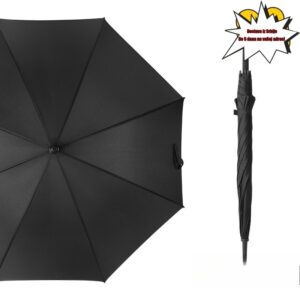 1 kom Klasični Crni Kišobran sa Dugom Drškom | Jednobojna Zakrivljena Drška, Za Sve Vremenske Uslove, Neophodan za Poslovna Putovanja, Kiša za Svakodnevno Putovanje, Pongee 210T, 8 Rebara, Čelični Ram