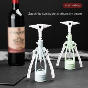 1 Komplet Robusnih Debelih Plastičnih Otvarača za Vino sa Čepom i Polugom – Robusni Beli i Zeleni Otvarači za Flaše Vina, za Putovanja, Žurke – Ručni Povlačač, Izdržljiv Prenosivi Komplet Dodataka za Vino