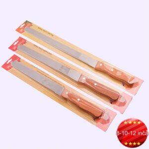 Profesionalni nož za hleb i torte od nerđajućeg čelika sa nazubljenom oštricom i ergonomskom drvenom drškom – 20.32cm/25.4cm/30.48cm, sa finim zupcima i sjajnom oštricom za pečenje, sečenje torti, peciva, mesa, sira – Izdržljiv kuhinjski alat za kućnu i komercijalnu upotrebu, dizajn koji se lako čisti