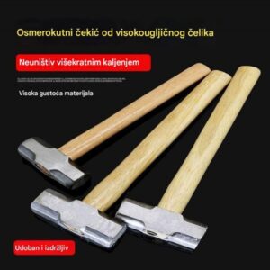 Čekić za teške poslove sa rogom ovna i drvenom drškom koja ne klizi – Precizan udar pogodan za stolarstvo, građevinarstvo, rušenje, zabijanje eksera, lomljenje, cepanje drva