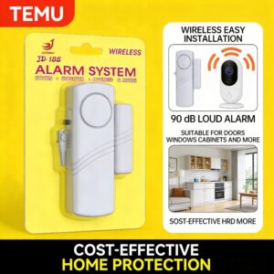 Bežični alarmni sistem za vrata i prozore sa 90dB glasnom sirenom – Sigurnosni sistem pogodan za dom, kancelariju, ormare, fioke, vrata – Jednostavna instalacija, bežično praćenje, odvraćanje lopova