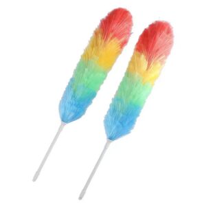 Plastična četka za prašinu sa olom glavom i elektroplatiranom drškom | Mekana četka za prašinu od perja, veleprodaja, nenapunjena, bez -Free