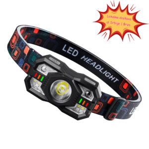 Pametna senzorska čeona lampa sa senzorom pokreta/automatskim uključivanjem, višestrukim svetlom (belo/crveno/zeleno) – bežična čeona lampa za noćni ribolov, kampovanje, hitne slučajeve – (kompatibilna sa -C uređajima)