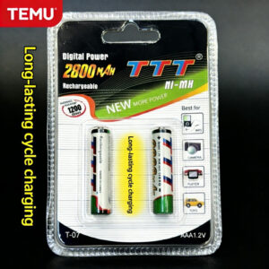 AAA Punjive Baterije, 2800mAh Ni-Mh 1.2V, 2 komada Velikog Kapaciteta za MP3, Kamere, Igračke & Daljinske Upravljače