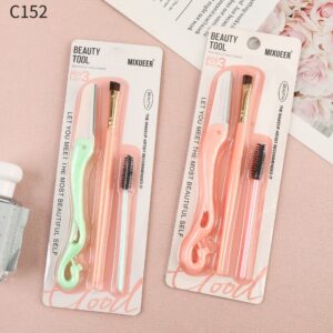 Prenosivi set četkica za šminkanje sa oštrim brijačem za obrve i četkicom za trepavice, idealan za početnike