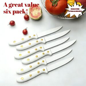 Odlična ponuda – Set od 6 komada! Noževi za voće od nehrđajućeg čelika sa kožnim drškama, oštri i izdržljivi, prenosivi noževi za guljenje, alat za sečenje voća za kuhinju i dom