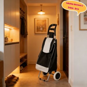 Prenosiva kolica za kupovinu | Sklopiva kolica za namirnice sa torbom | Savršena za supermarket, vešeraj i spoljašnju upotrebu