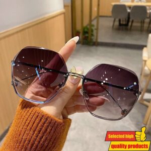 Ženske moderne tanko ole naočare bez okvira sa zakošenim ivicama | Sofisticiran izgled sa metalnim i acetatnim okvirom, ležeran stil