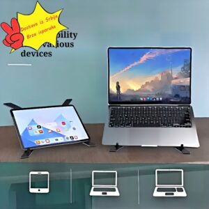 Sklopivi Aluminijumski Podesivi Stalak | Kompaktan & Prenosiv, Univerzalni za Laptopove & Tablete, Idealan za Kancelariju, Učenje, Poslovna Putovanja, Putovanja & Korišćenje na Stolu