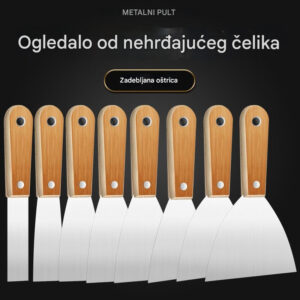 Čelična špachtla za teške uslove sa čvrstom drvenom drškom – Široka oštrica za špakt, gips, popravku gips-kartona i postavljanje/skidanje tapeta – Profesionalna konstrukcija za DIY i profesionalnu upotrebu