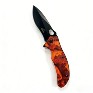 Kompaktni sklopivi utilitni nož – Dizajn u narandžastom kamuflažnom stilu, oštar crni sečivo za svakodnevno nošenje i aktivnosti na otvorenom