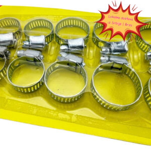 Set obujmica za creva, 10 komada, za cevi, uključujući klipse i alat