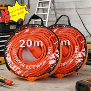 Neophodno za unutrašnju i spoljašnju upotrebu, 20m evropski produžni kabl, narandžasto-crveni kabl za napajanje sa spoljnim prečnikom od 8mm, produžni kabl za napajanje za unutrašnju/spoljašnju upotrebu