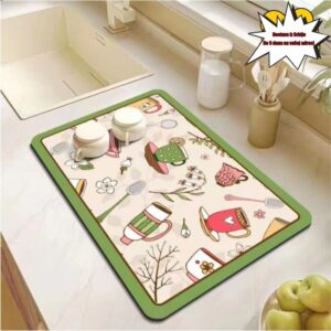 1 komad Rustikalna kuhinjska podloga za sušenje, upijajuća, brzo sušenje, neklizajuća, za radnu površinu, posuda za kapljanje, zaštita od toplote i ogrebotina