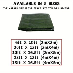 Spoljna cerada, više opcija veličina, sa metalnim ušicama, za kampovanje, vodootporna, za bazen, kućnu upotrebu, dvostrana vojno zelena, debljine 5 mil