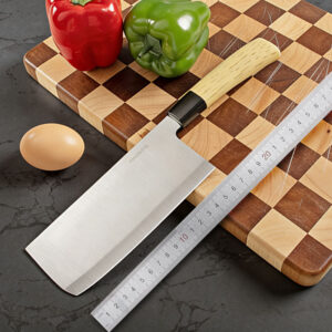 Set od 4 komada kuhinjskih noževa od nerđajućeg čelika, oštri i izdržljivi, kućni kuhinjski nož, oštrica sa izbušenim kružnim rupama, drvena drška za nož za voće i povrće