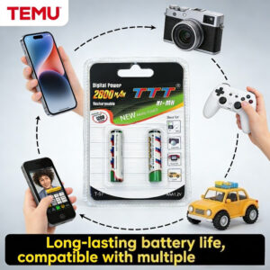 AAA Punjive Baterije, 2800mAh Ni-Mh 1.2V, 2 komada Velikog Kapaciteta za MP3, Kamere, Igračke & Daljinske Upravljače