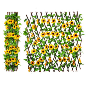 [3D] 1 Velika 180*85cm Proširiva Ograda za Privatnost od Veštačke Bršljana i Orhideje – Bujno Zelenilo sa Ljubičastim Cvetom Belom Orhidejom, Izdržljiva Plastična Otporna na Vremenske Uslove Barijera za Sve Sezone za Unutrašnju i Spoljašnju Dekoraciju Bašte, Terase, Venčanja