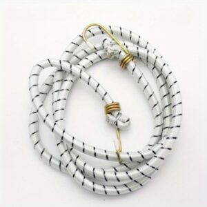 1 Rolna Bela Elastička Vezica sa Kukom – Izdržljiva Rastezljiva Uže, Crno-Belo Namotajni Dizajn, Zlatne Petlje za Police, Pakovanja, Balone, Pokloni – Fleksibilan i Trajan Materijal od Gume (Idealno Za Policu, Luk Od Balona, Omotavanje Pošiljki) – Jasnu Boju na Kuke & Čvrsti elastični materijal z, Trake sa kukicama i petljom