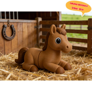 [2D Flat] Šarmantna Figurica Pokošenog Ponijskog Konja za Božić – Razigrana Dekoracija za Radni Sto i Zabavna Ideja za Poklon