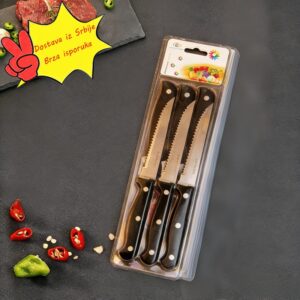 Višenamenski nazubljeni nož za biftek – Oštrica od nerđajućeg čelika sa plastičnom drškom za kuhinju i hotel