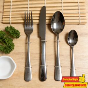 Set zapadnjačkog pribora za jelo od nerđajućeg čelika 316L, uključujući zadebljane noževe za odreske otporne na toplotu, viljuške i kašike za upotrebu u hotelima