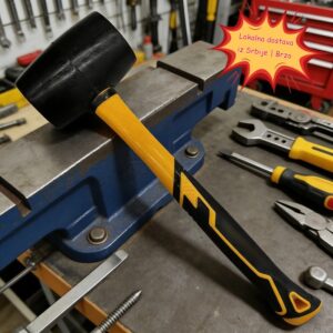 Crni gumeni cekic sa oblozenom drskom vise velicina