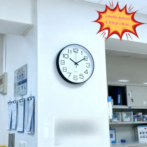 Moderni veliki crni 3D brojčani zidni sat – belo lice sa crnim kazaljkama i arapskim brojevima, ABS okrugli sat za lako čitanje za dnevnu sobu, kancelariju – minimalistički analogni sat za sobe (bez šuštanja)