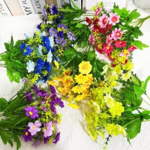 Realistični Buket Veštačkih Cvetova Margarete sa Platnenim i Plastičnim Cvećem | Idealan za Koktel Žurke, Baterija koja se Ne Punji, Plastični Materijal