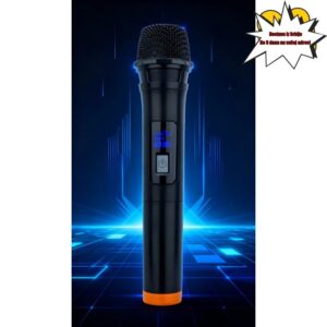 Profesionalni bežični mikrofon sa napajanjem i V-Band (globalna kompatibilnost) – Plug & Play ručni mikrofon za karaoke, live strimovanje, pozorišne nastupe, kućnu/spoljašnju upotrebu, kompatibilan sa pametnim telefonima/tabletima/laptopovima (bez audio)