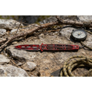 1 Skulpturirana metalna drška, sklopivi nož sa perforiranim sečivom | Praktičan prenosivi alat za planinsko kampovanje, popravke, sečenje prirodnih uzoraka na otvorenom, organizaciju opreme za kratke ekspedicije, srebrni volfram čelik