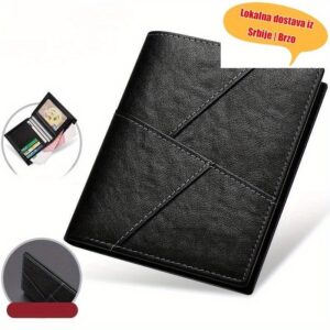 Muški novčanik od prave kože – Tanak moderni minimalistički dizajn sa zlatnim detaljima, organizator s više pregrada (gotovina, kartice, sitniš) – Kompaktno za svaki dan nošenje, izdržljiv i stilizovan – Tamnosmeđi ili crna boja – Idealan poslovnom putu, na otputaštvo ali i u svakodnevnu upotrebu – Trendy muška moda, mladalačkog sofisticirano štampa tekstura autentičnog materijala
