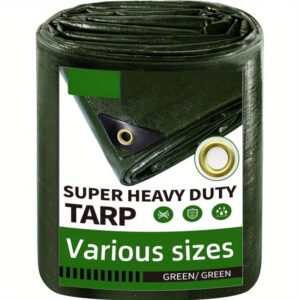 Spoljna cerada, više opcija veličina, sa metalnim ušicama, za kampovanje, vodootporna, za bazen, kućnu upotrebu, dvostrana vojno zelena, debljine 5 mil