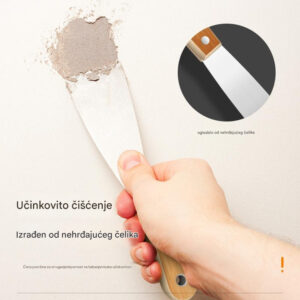 Čelična špachtla za teške uslove sa čvrstom drvenom drškom – Široka oštrica za špakt, gips, popravku gips-kartona i postavljanje/skidanje tapeta – Profesionalna konstrukcija za DIY i profesionalnu upotrebu