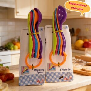 Set od 5 šarenih mernih kašika sa prstenovima za kačenje za pečenje i upotrebu u kuhinji