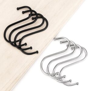 Teška gvozdena S-kuka sa crnom bojom – Zakrivljena S-oblikovana prečka kuka pogodna za kačenje cvetnih korpi, konopaca, kablova, kaiševa – Višenamenska upotreba – Izdržljiva i otporna na koroziju (Gvožđe)