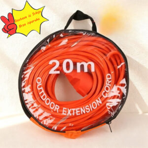 Neophodno za unutrašnju i spoljašnju upotrebu, 20m evropski produžni kabl, narandžasto-crveni kabl za napajanje sa spoljnim prečnikom od 8mm, produžni kabl za napajanje za unutrašnju/spoljašnju upotrebu