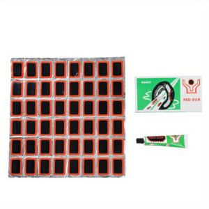 48 komada set za popravku guma planinskog bicikla sa hladnim lepkom i alatom – Sve u jednom kutiji, otporan na probijanje, laka primena za bezcevne & cevaste duške, izdržljiva oprema za održavanje terenskog, brdskog, drumskog vozila – Kompaktno & prenosivo, sadrži 48 adhezivnih folija & alata za hitnu pomoć tokom putovanja, idealno za avanture napolju