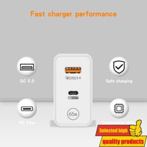 65W Gan punjač, brzo punjenje za telefone, 1 USB + 1 Type-C port, evropski standard utikača, radi sa Srbijom