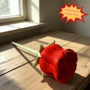 3D štampane simulirane crvene ruže, vo poklon koji nikada ne gine, dostavljaju se lokalno u Srbiji, savršeno za dekoraciju doma