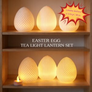 Uskršnji čajni lampion sa šupljim jajetom, 3D štampana lampa sa svećom, isporučuje se direktno iz lokalne skladište u Srbiji, svečani dekorativni komad